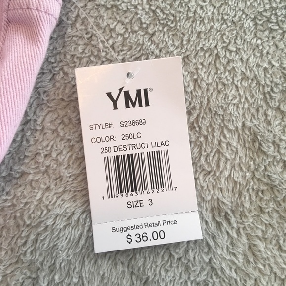 YMI Sz 3 NWT Stretch High Rise Denim Shorts. Lilac - Picture 5 of 9